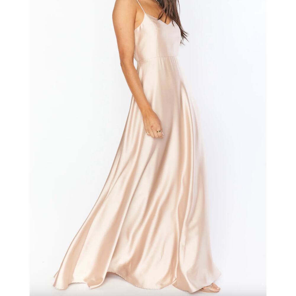 Show Me Your MuMu Faith Maxi Dress in Champagne Luxe Satin Bridesmaid